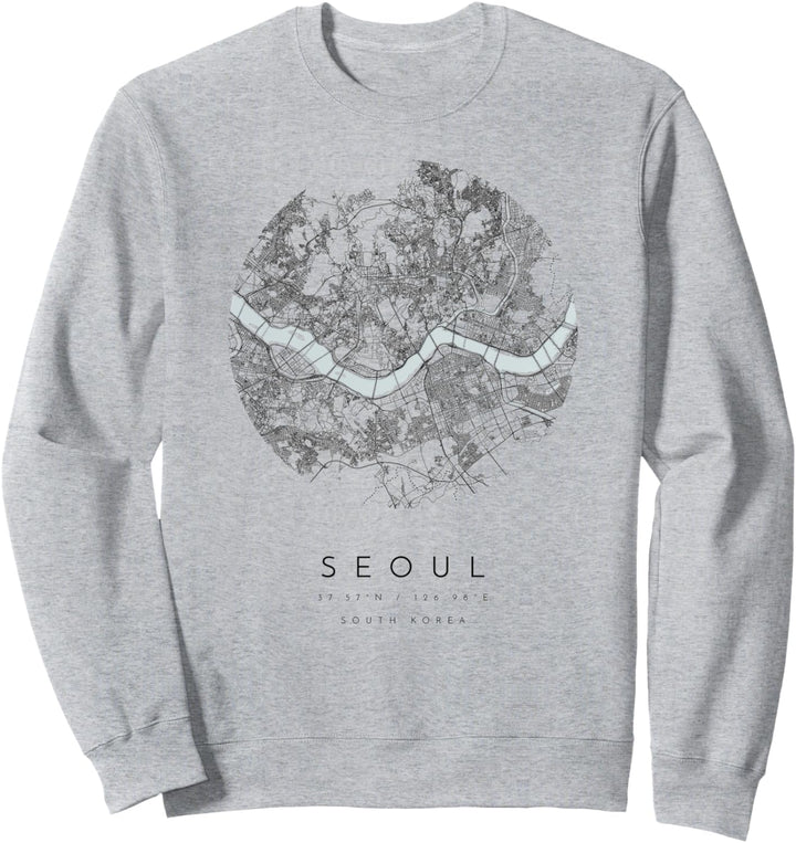 Seoul Südkorea Koordinaten Karte Heimatstadt Sweatshirt