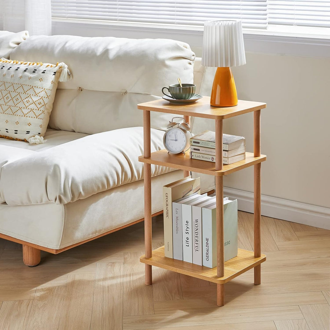 IBUYKE Holz Beistelltisch, Nachttische mit 3 Ebenen, 39x29x68.5cm, Couchtisch, Sofatisch, für Schlaf
