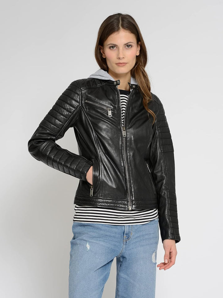 MUSTANG Damen Lederjacke 31022111 S Schwarz, S Schwarz