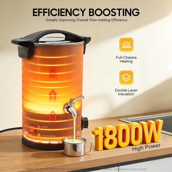 PansyWind Wachsschmelzer 1800W 8L aus Edelstahl Mit Trockenbrandschutz & Automatischer Temperaturkon