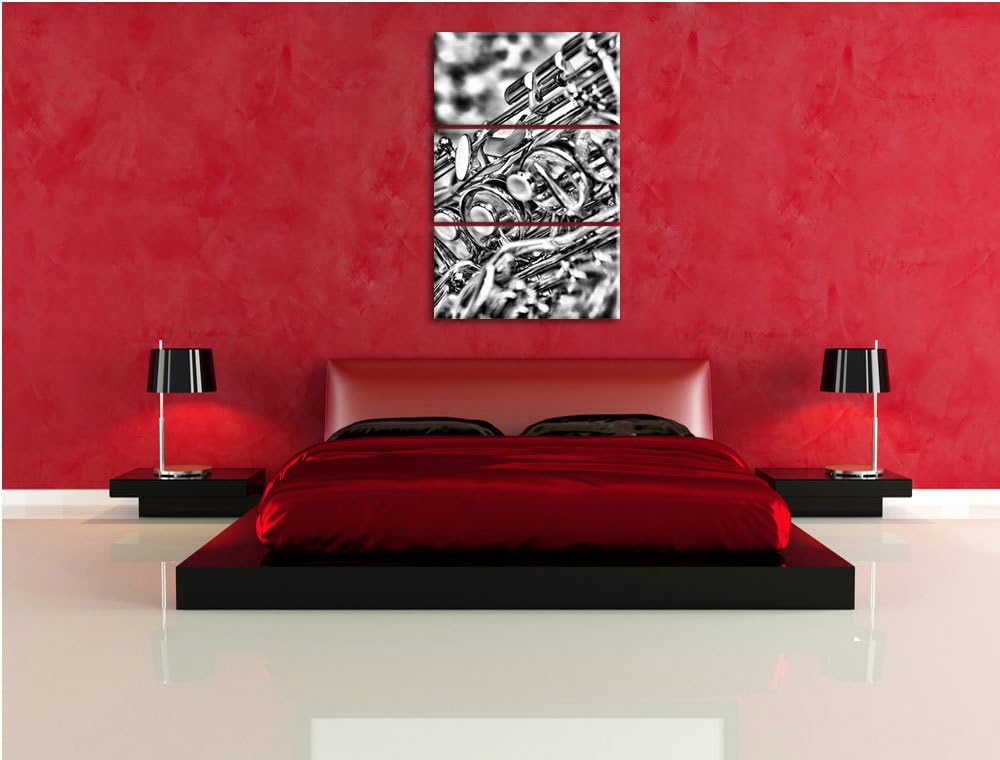 Pixxprint Saxophon als Leinwandbild | Grösse: 3 Teilig (120x80) | Wandbild| Kunstdruck | fertig besp