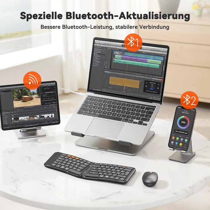 MEETION Ergonomische, Faltbare Tastatur und Maus, tragbare Bluetooth-Tastatur und -Maus für Geschäft