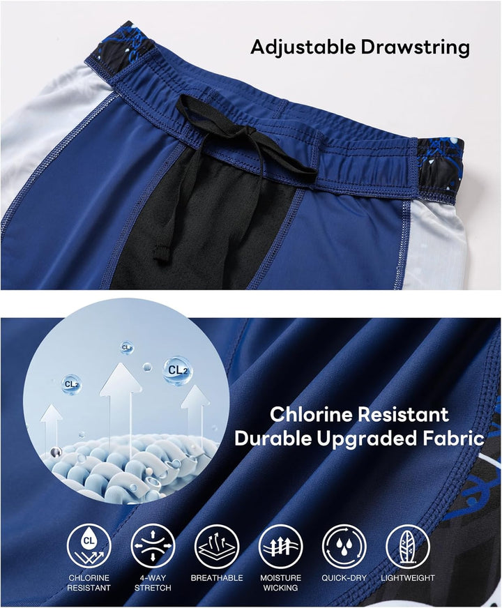 HUGE SPORTS Herren Splice Schwimmhose Kompression Jammer Lang Wilde Serie S Teufelsfische, S Teufels