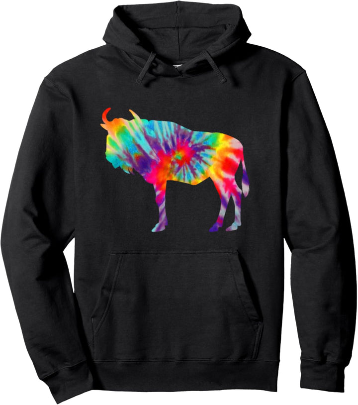 Gnu Wildebeest Tie Dye Vintage Afrika Afrikanisches Tier Pullover Hoodie