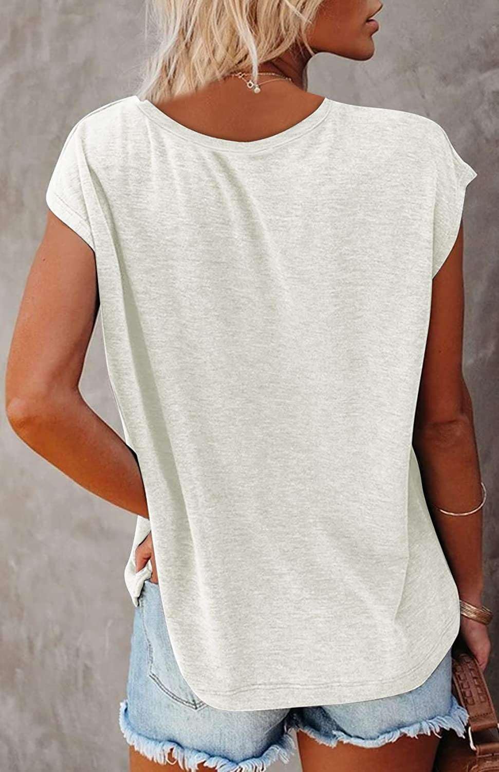 Tshirt Damen Oberteile Elegant Langarm/Kurzarm Crop Tops Casual Longshirt Cap hülse Tunika Sommer Ta