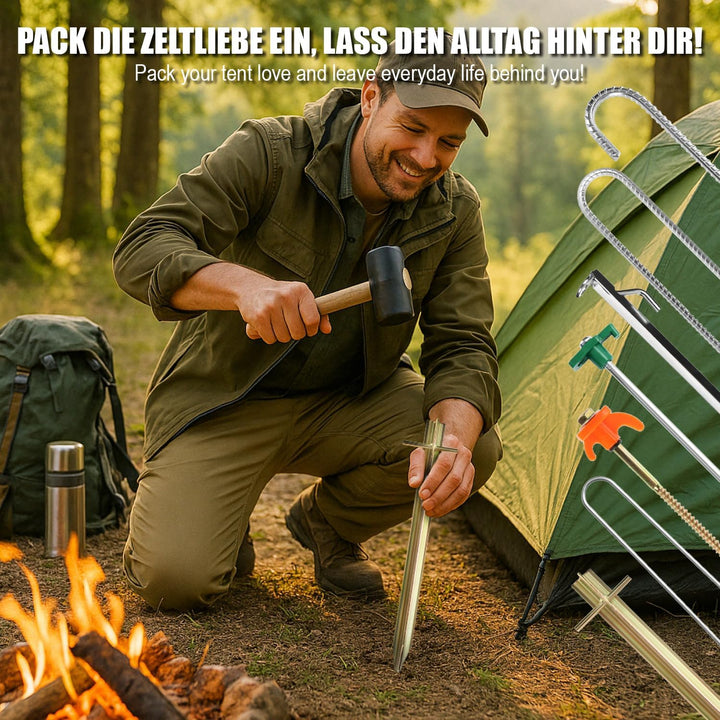 com-four® 36x Zelt-Heringe aus Stahl - robuste Erdnägel mit Gewinde für Camping und Outdoor - ideal