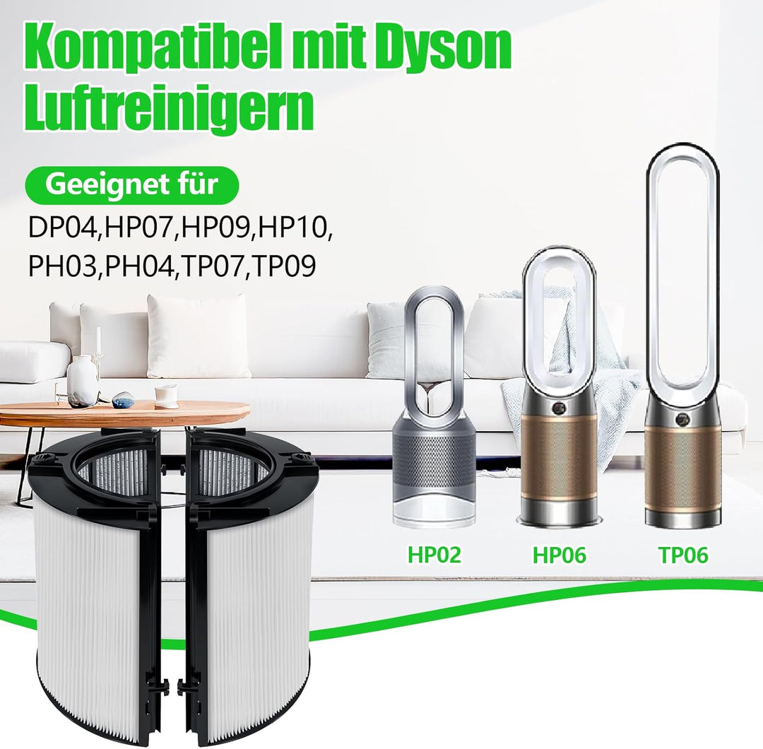 2-in-1 HEPA Filter und Aktivkohlefilter Kompatibel mit Dyson Luftreiniger DP04 HP04 HP06 HP07 HP09 P