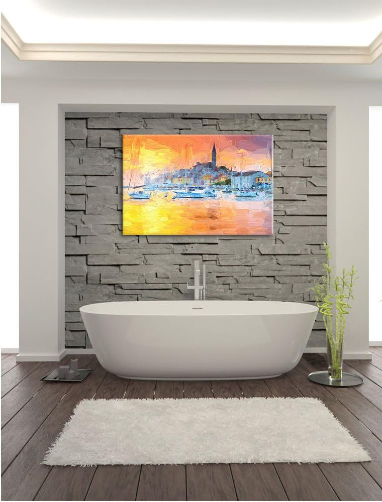 Pixxprint Kroatische Hafenstadt als Leinwandbild/Grösse: 100x70 cm/Wandbild/Kunstdruck/fertig bespan