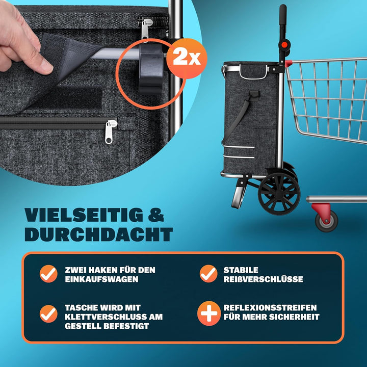 Monzana 2in1 Einkaufstrolley 56L bis 50 kg klappbar abnehmbare Tasche Handwagen Einkaufswagen Einkau
