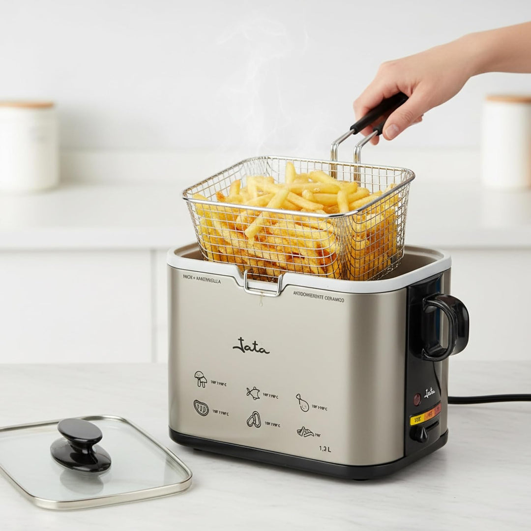 Jata - FR326E - Friteuse, 1000 watts, Couleurs Noir / Argent, 1.3L, Schwarz / Silberfarben
