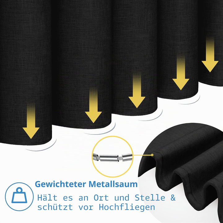 VANZAVANZU Duschvorhang Schmaler Leinen 92 x 182 cm mit Metall Duschvorhangringe Schwerer Stoff Text
