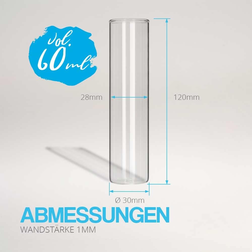 Tuuters 25 Stück Glas Gewürzgläser mit Korken Verschluss (120 x Ø30mm) | Kleine Glasfläschchen mit N