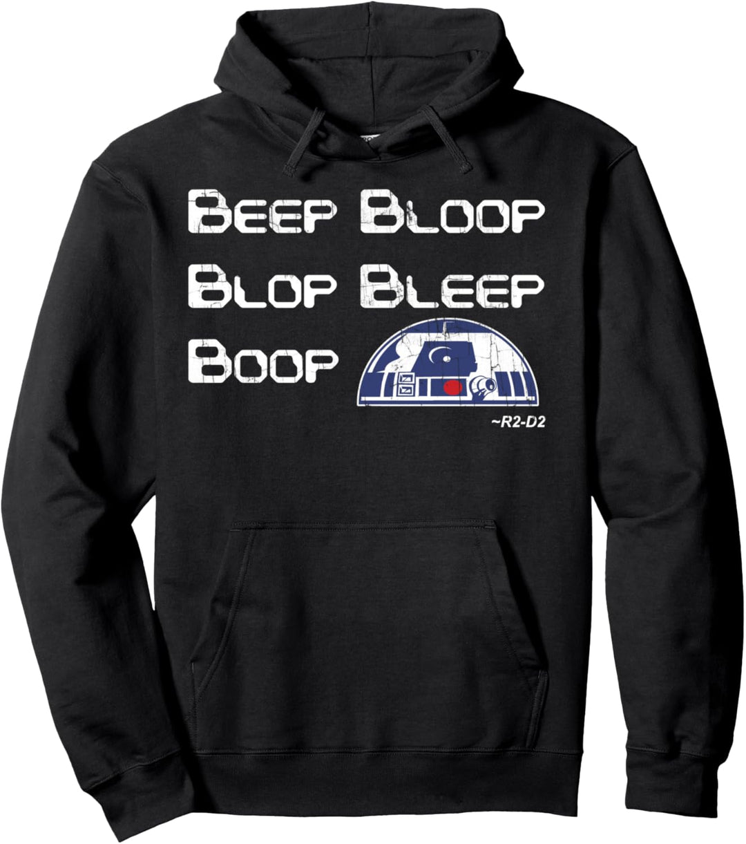 Star Wars R2-D2 Bleep Boop Language Text Pullover Hoodie