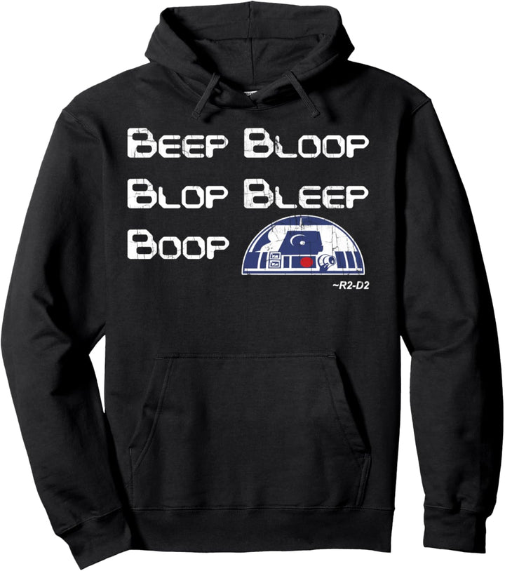Star Wars R2-D2 Bleep Boop Language Text Pullover Hoodie
