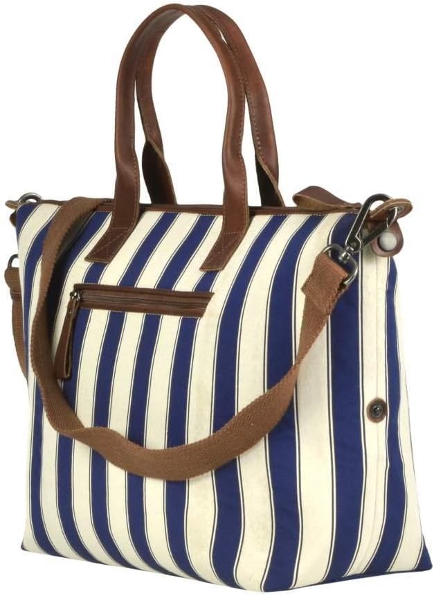 Berba Shopper Damen 2in1 Handtasche Umhängetasche Navy Striped