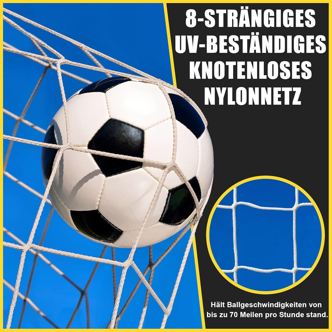 Fussballtor Outdoor [180cm/240cm/365cm], Faltbares Fussballtor Garten &amp; Training mit Koordinationsle