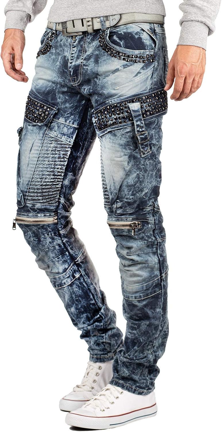 Cipo &amp; Baxx Herren Jeans – Stylische Denim-Mode mit einzigartigem Design, Slim-Fit &amp; Regular-Fit, Bi
