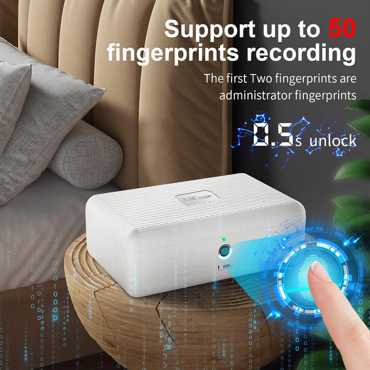 AICase Tresor mit biometrischer Fingerabdruckerkennung für unterwegs und zu Hause, Tragbare Sicherhe