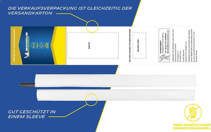 MICHELIN Scheibenwischer Set ECO151 | VW Touran, Skoda Superb | 600/450mm | Nachhaltige Verpackung