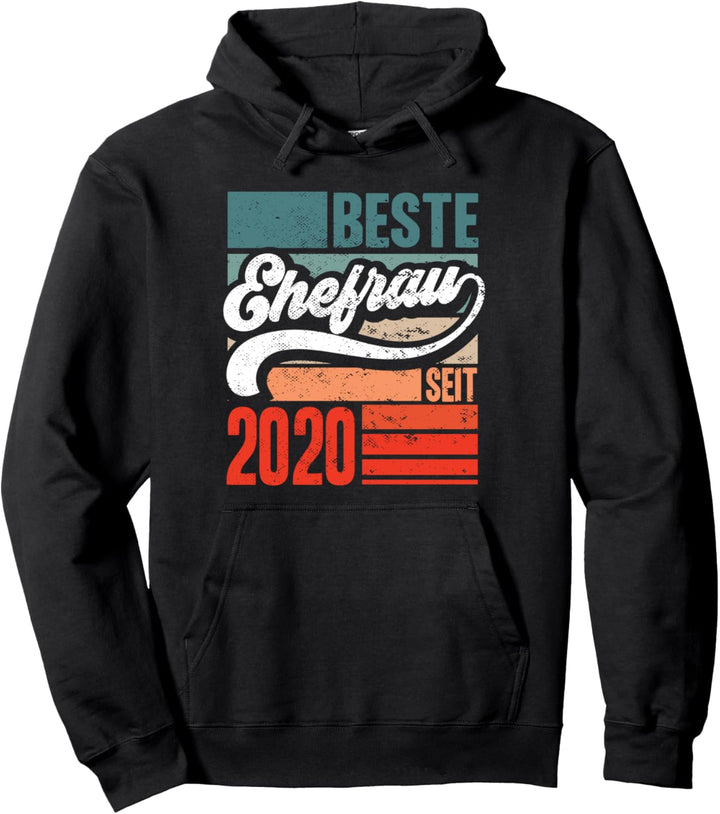 Beste Ehefrau seit 2020 zum 2. Hochzeitstag Vintage Retro Pullover Hoodie