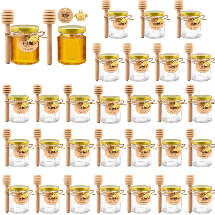 30 Stück Klein Honiggläser mit Deckel, 85ml Mini Honiggläser Glashoniggläser leer Marmeladengläser m