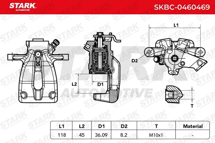 STARK SKBC-0460469 Bremssattel Bremszange, Bremssattel hinter der Achse, Hinten links
