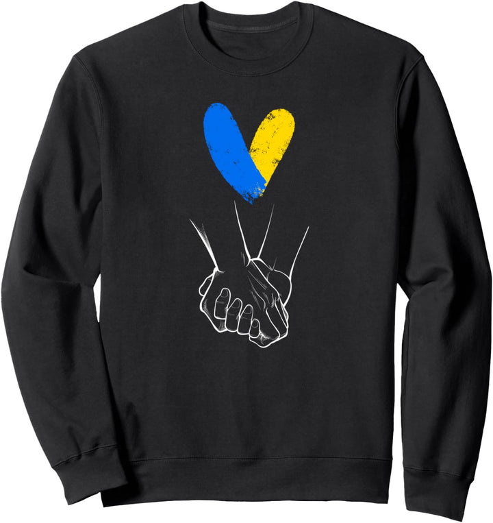 Ukrainische Herz-Flagge, Hand-Schild, Liebesherzen Sweatshirt