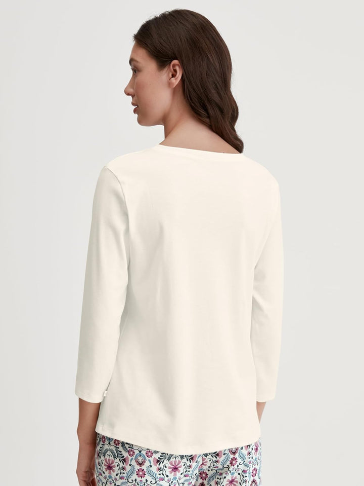 CALIDA Favourites Langarmshirt Damen, aus 100% Baumwolle, Dicker, wärmender Stoff 32-34 Charm Cream,