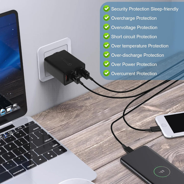 2 Stück USB Ladegerät, Insgesamt 33W Quick Charge 3.0 Schnellladegerät Mehrfach Ladestecker USB Netz