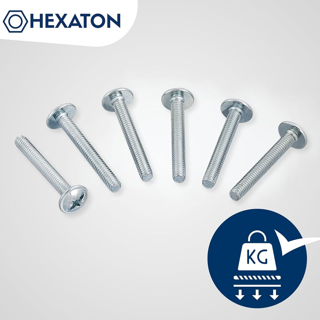HEXATON Kreuzschlitzschrauben mit Linsenkopf mit Flansch Pozidriv – M4 x 43 mm – 100 Stück – DIN 967