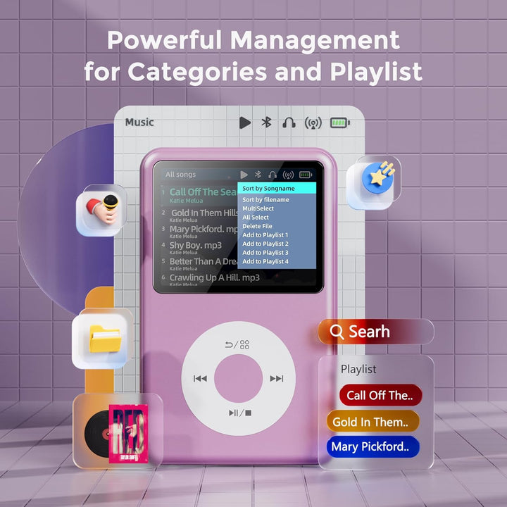 Innioasis Y1 64GB MP3 Player - Zeitlose Klasse: Touch Wheel-Steuerung, Bluetooth, Video-Player, Hörb