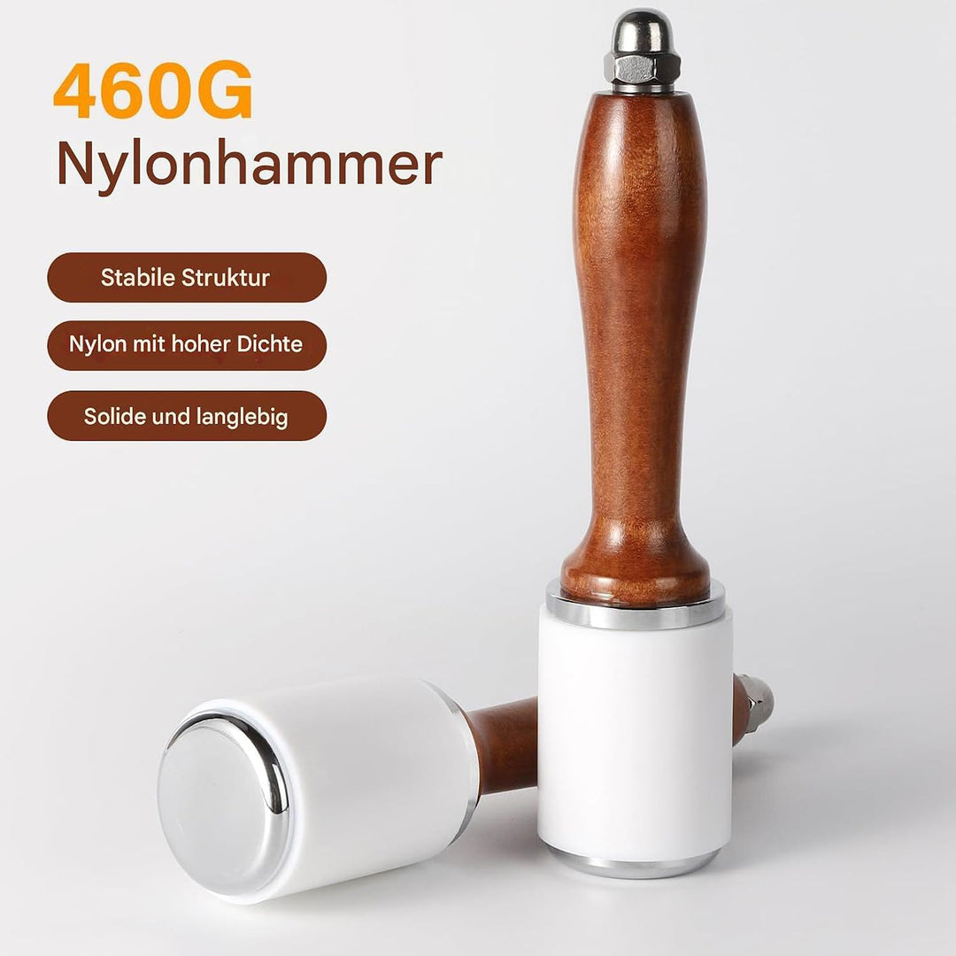 WUTA Lederhammer mit Holzgriff – Nylonhammer &amp; Gummihammer für Lederwaren, Lederschnitzerei, Punzarb