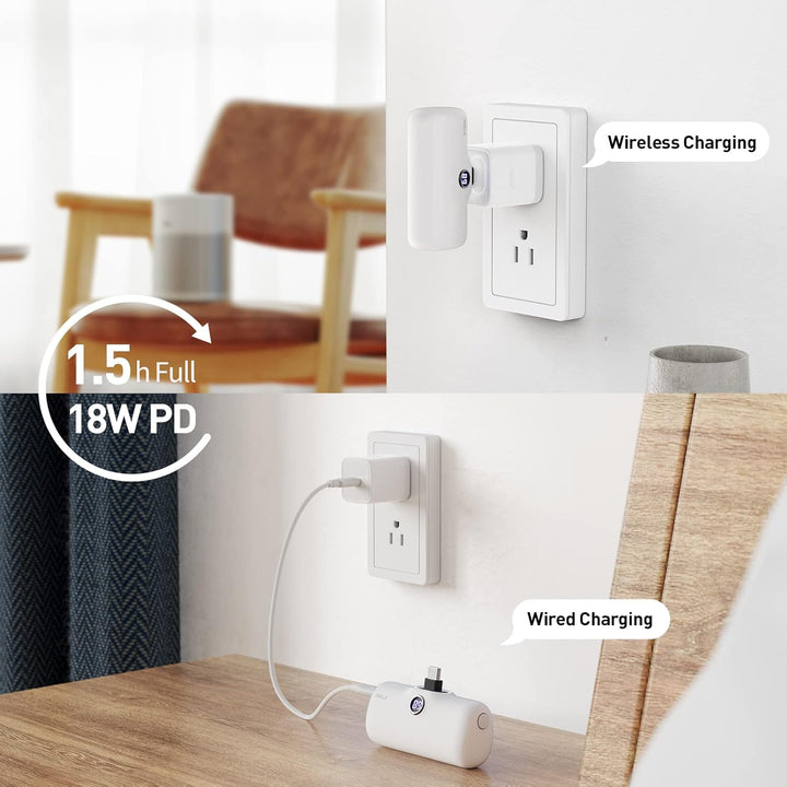 iWALK Powerbank 4800mAh,USB-C Ausgabe &amp; Eingabe, Tragbares Ladegerät, Petit Externer Akku Kompatibel