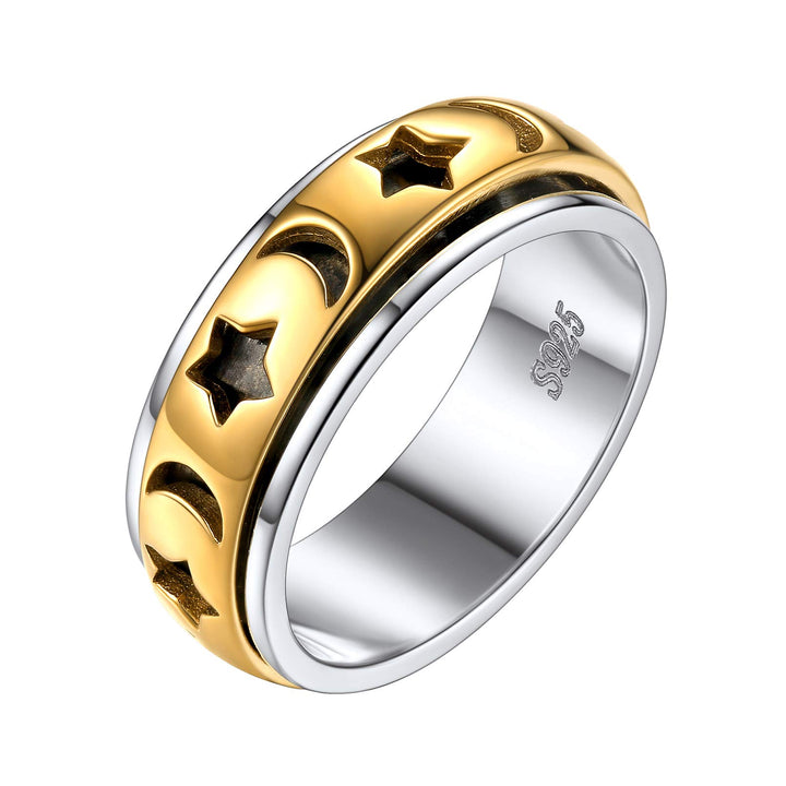 Nofade Silver damen herren Spinnerring hochgepoliert Meditationsring Drehring mit Geschenkebox für V