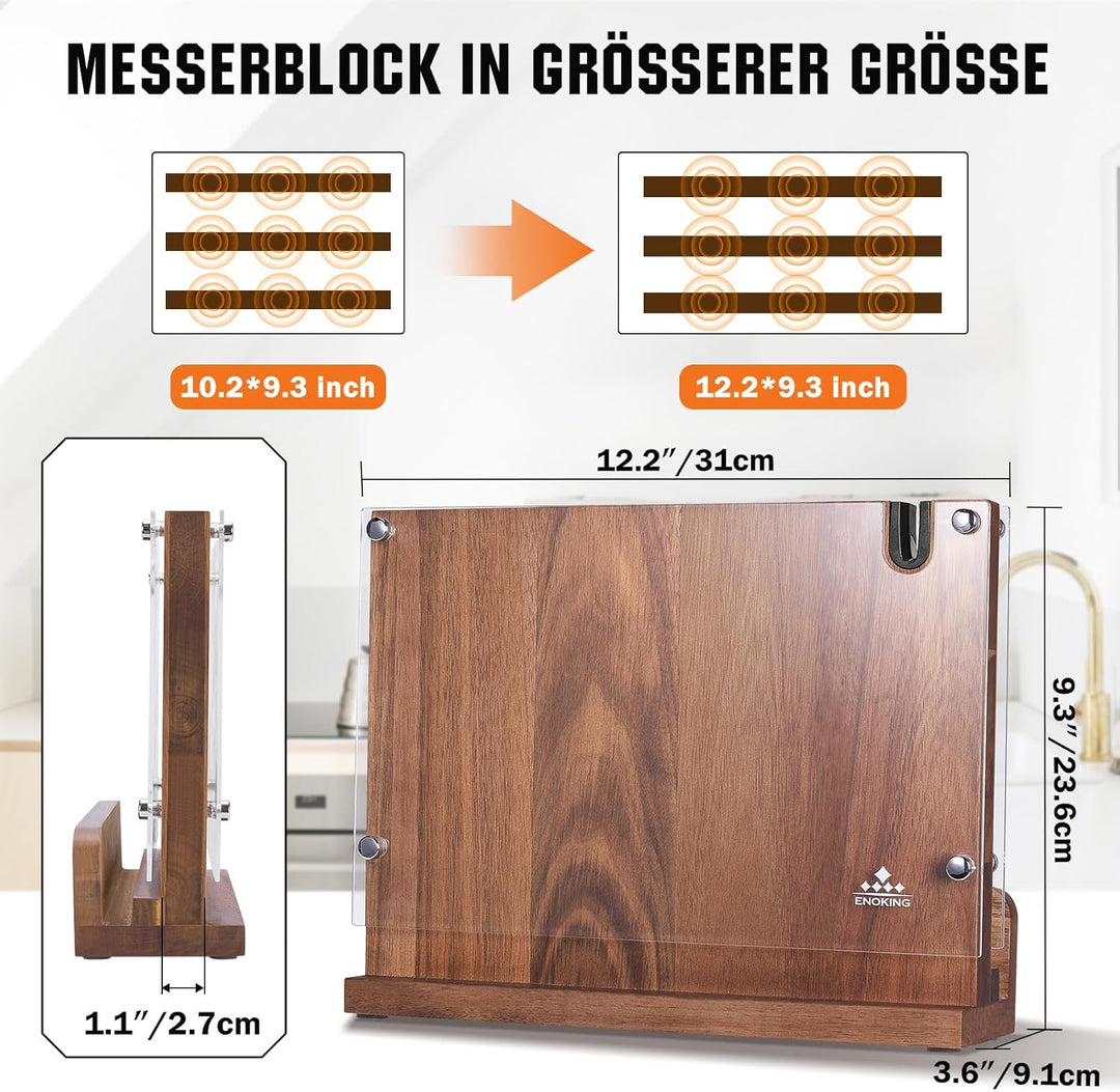 ENOKING Spitzenklasse Plus Messerblock Magnetisch Ohne Messer, Doppelseitiger Magnetischer Messerblo