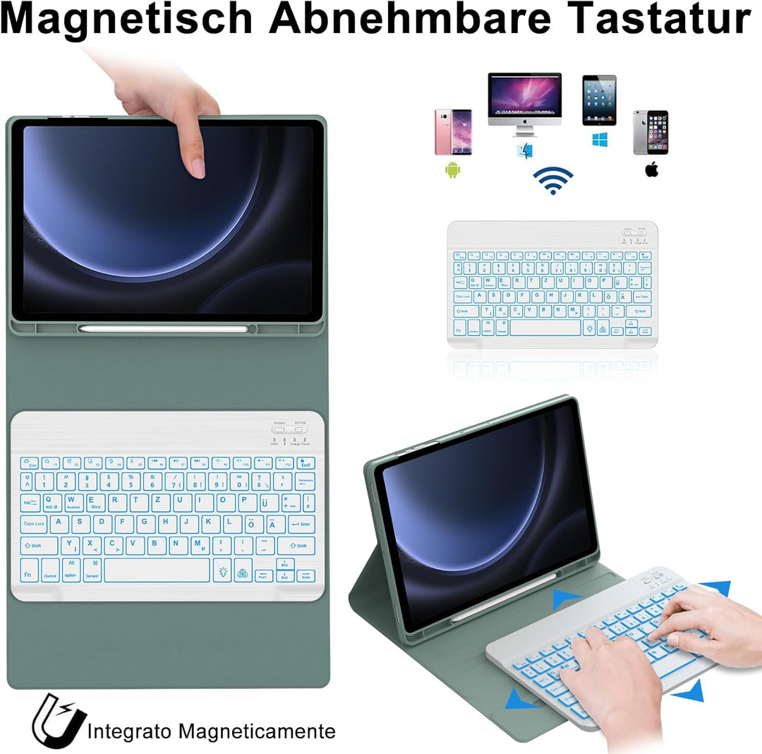 IVEOPPE Tastatur für Samsung Galaxy Tab S9FE/S10FE 10.9", Hülle Tastatur Galaxy Tab S9/S10FE 2025, M