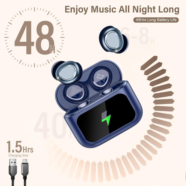 ZYHKON Bluetooth Kopfhörer, Bluetooth 5.4 Schlafkopfhörer In Ear mit Touchscreen, 48H Spielzeit Mini