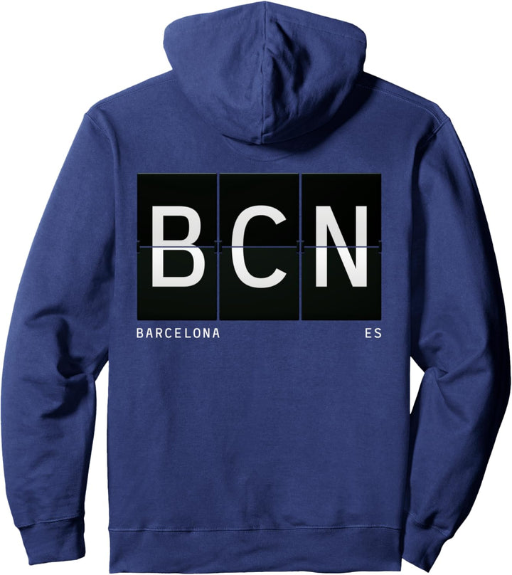 BCN Barcelona Spanien ES Retro Reisenden Flughafen-Code Pullover Hoodie
