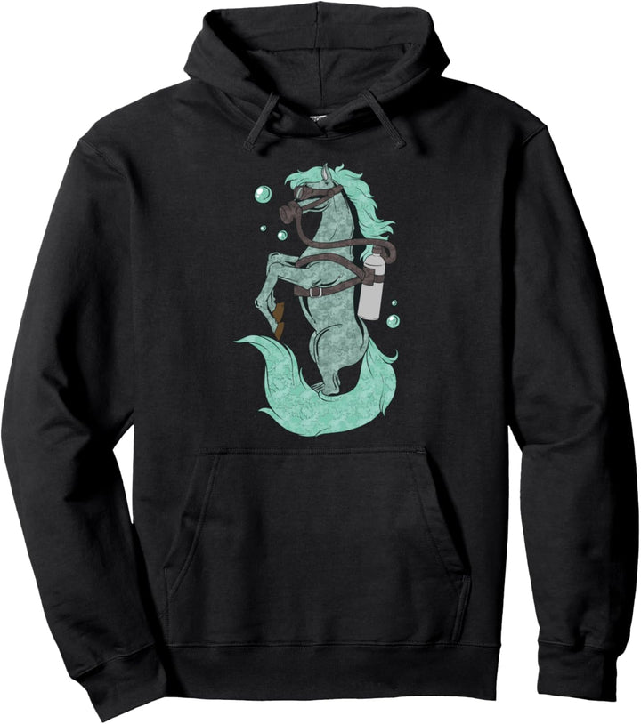 Taucher Pferd Hengst Unterwasser Ozean Seepferd Schwimmen Pullover Hoodie