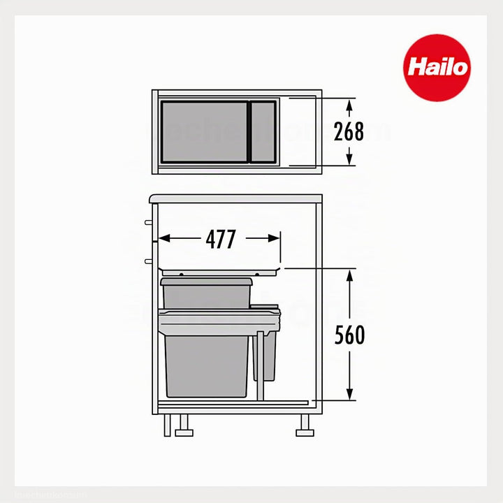 Hailo Abfallsammler 38+7 L Tandem | Einbau-Abfallsystem für Schränke | Küchen-Mülleimer mit 2fach Mü