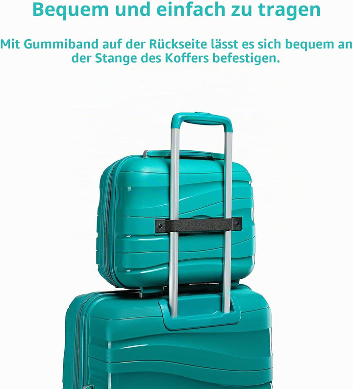 KONO Kosmetikkoffer Hartschale Klein Beautycase Damen Handgepäck, Polypropylen, 34x30x17cm (Türkis)