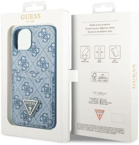 Guess GUHCP13SP4TPB Hülle für iPhone 13 Mini 5,4" blau/Blue hardcase 4G Triangle Logo Cardslot