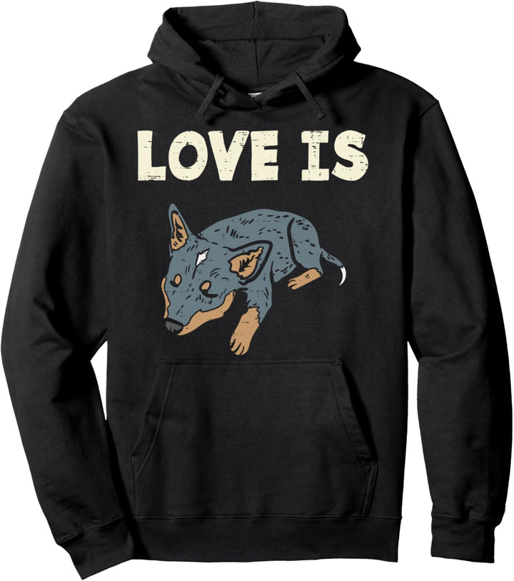 Love Is Heeler Cute Blue Red Australian Cattle Dog Pet Gift Pullover Hoodie
