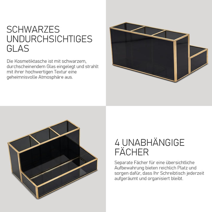 HARLIANGXY Make up Pinselhalter Schwarz - Multifunktional Make up Organizer für Kommode, Waschtischp