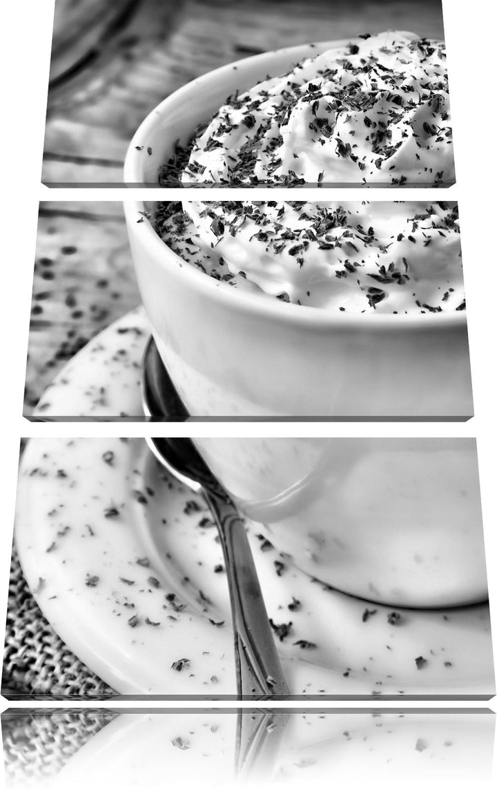 Pixxprint Monocrome, Kaffee mit Sahne 3-Teiler Leinwandbild 120x80 Bild auf Leinwand