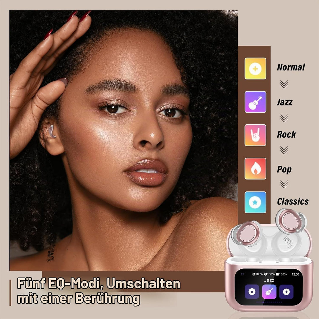 ZYHKON Bluetooth Kopfhörer, Bluetooth 5.4 Schlafkopfhörer In Ear mit Touchscreen, 48H Spielzeit Mini