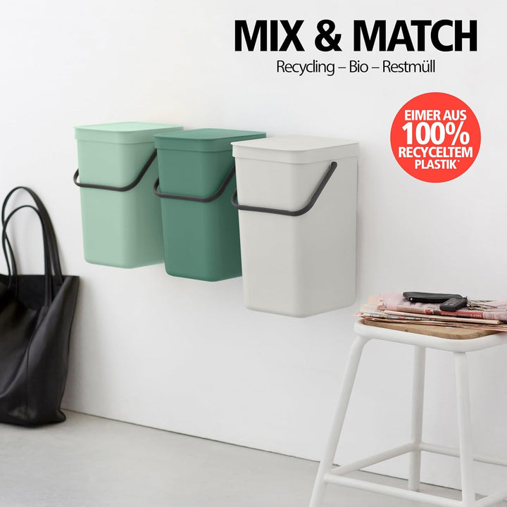 Brabantia Recyclingeimer Sort & GO 40 L Grau Grey 40 Liter Mülleimer, Grey 40 Liter Mülleimer