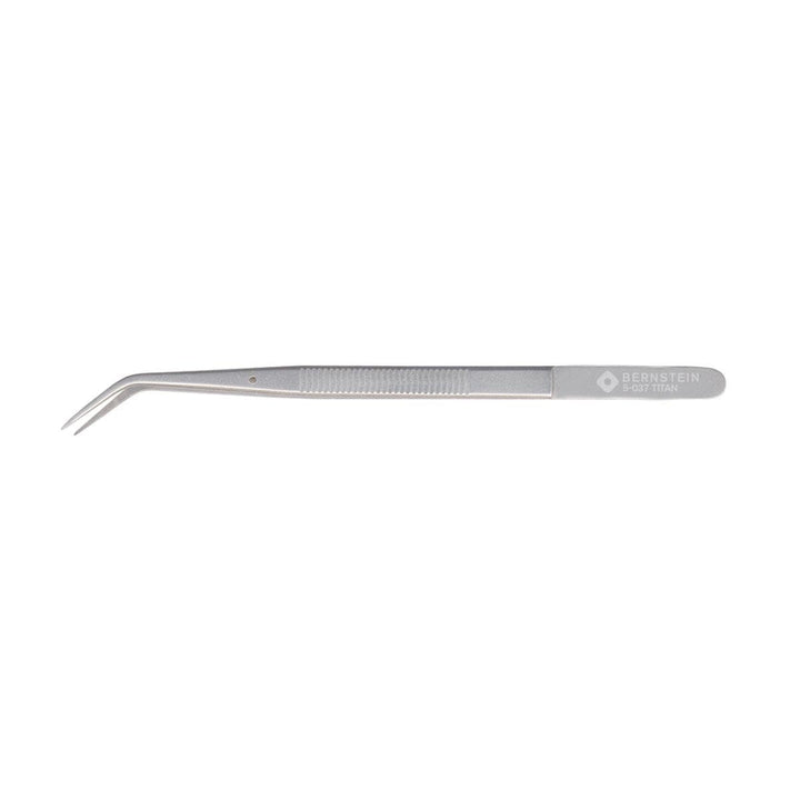 Titan-Pinzette, 150 mm, feine abgebogene Spitzen mit feiner Zahnung