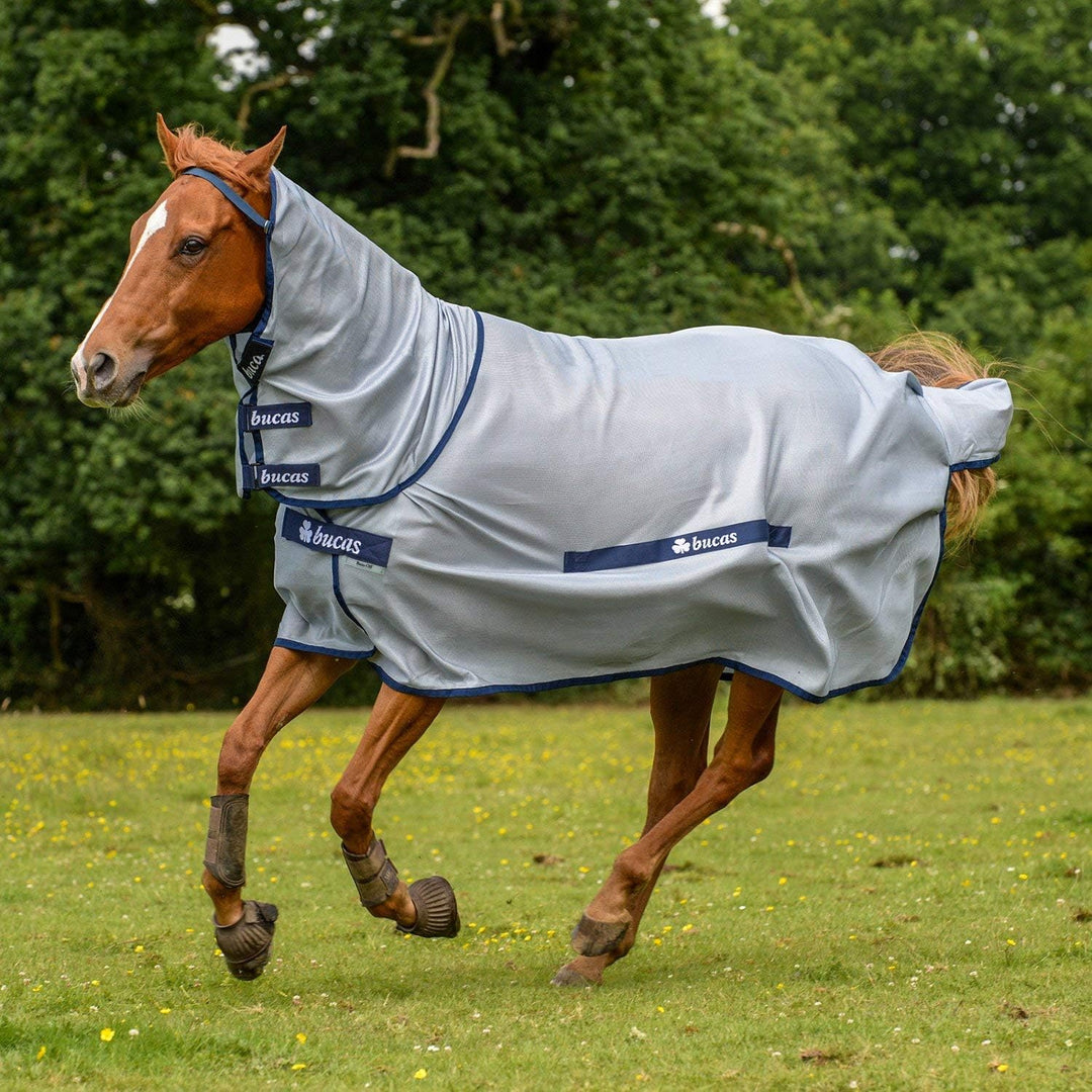 Bucas Buzz-Off Full/neck - silver/blue, Groesse:130 Hell-Blau 130, Hell-Blau 130