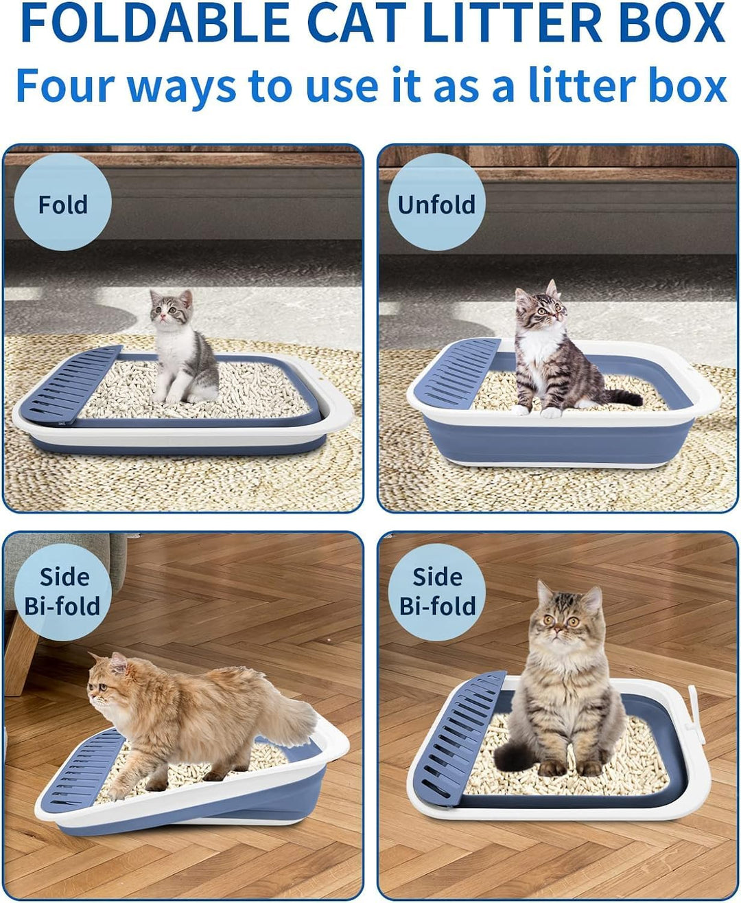 Katzentoilette Flach Gross, Katzenklo Flach Mit Schaufel, Katzenklo Niedrig für alte Katzen, Reiseto